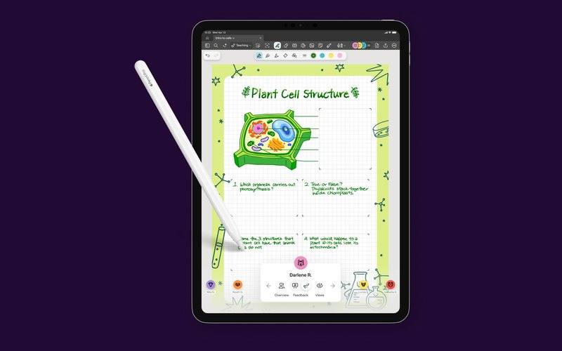 A Goodnotes class folder with the class navigator open, showing every pupil in the class as a named tile.